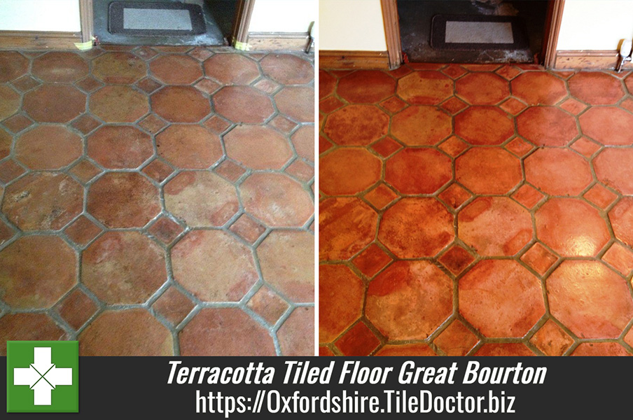 Terracotta Tiled Floor Cleaned and Sealed in Great Bourton