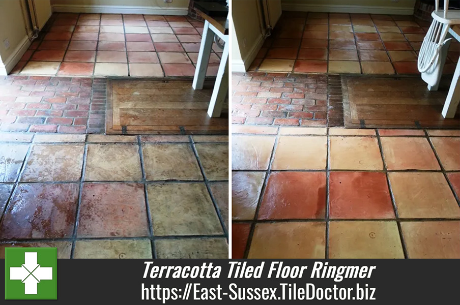 Terracotta Tiled Floor Cleaned and Sealed in Ringmer