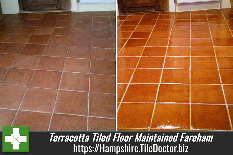 Terracotta Tiled Floor Maintained in Fareham Hampshire