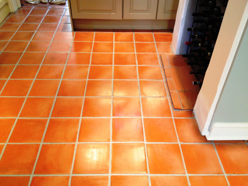 Terracotta Tiled Floor Thame After Cleaning and sealing