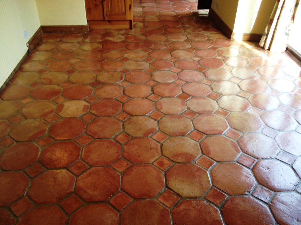 Terracotta Tiled Floor in Great Bourton After Cleaning