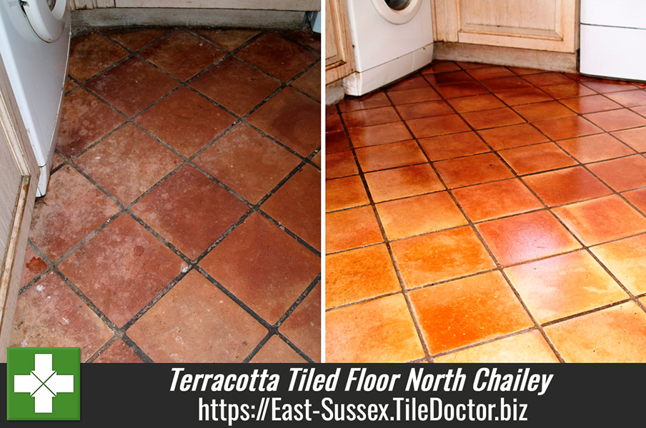 Horrendous Terracotta Tiled Floor Restored in North Chailey