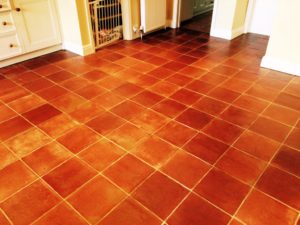 Terracotta Kitchen Tiles After Cleaning and sealing in Henfield