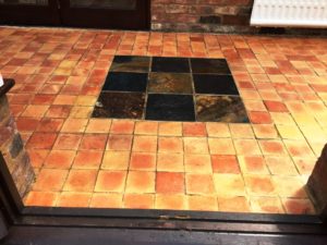 Grubby Terracotta and Slate Conservatory Floor Bicester After Cleaning