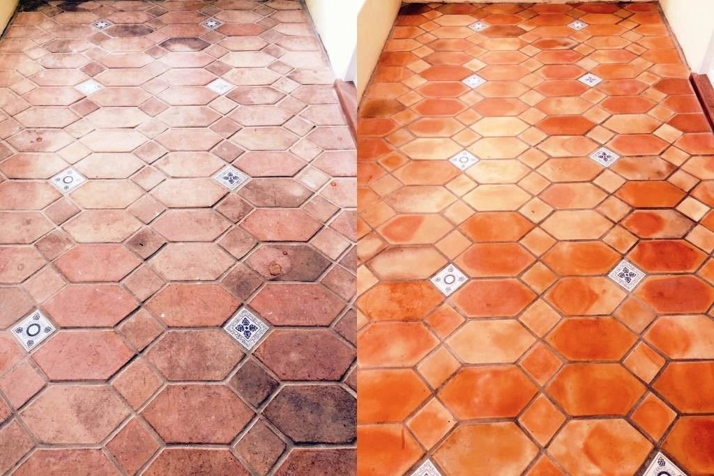 Terracotta Conservatory Cranliegh Before and After Cleaning