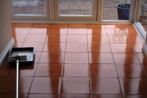 Terracotta Floor After Cleaning and Sealing in Matlock