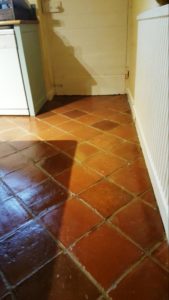 Old Terracotta Kitchen Floor After Cleaning Runcorn