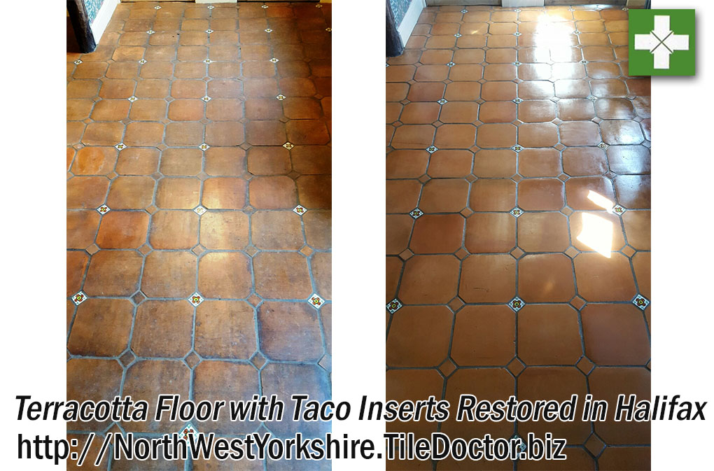 Terracotta Tiled Kitchen Before and After Cleaning Halifax