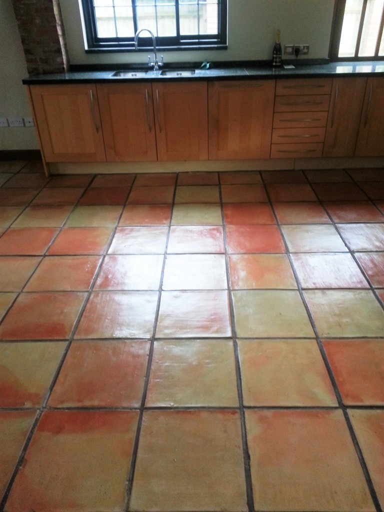 Terracotta Tiled Floor After Clean and Seal in Bishop Stortford