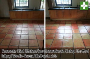 Terracotta Tiled Kitchen Floor Before and After Renovation Bishop Stortford Essex
