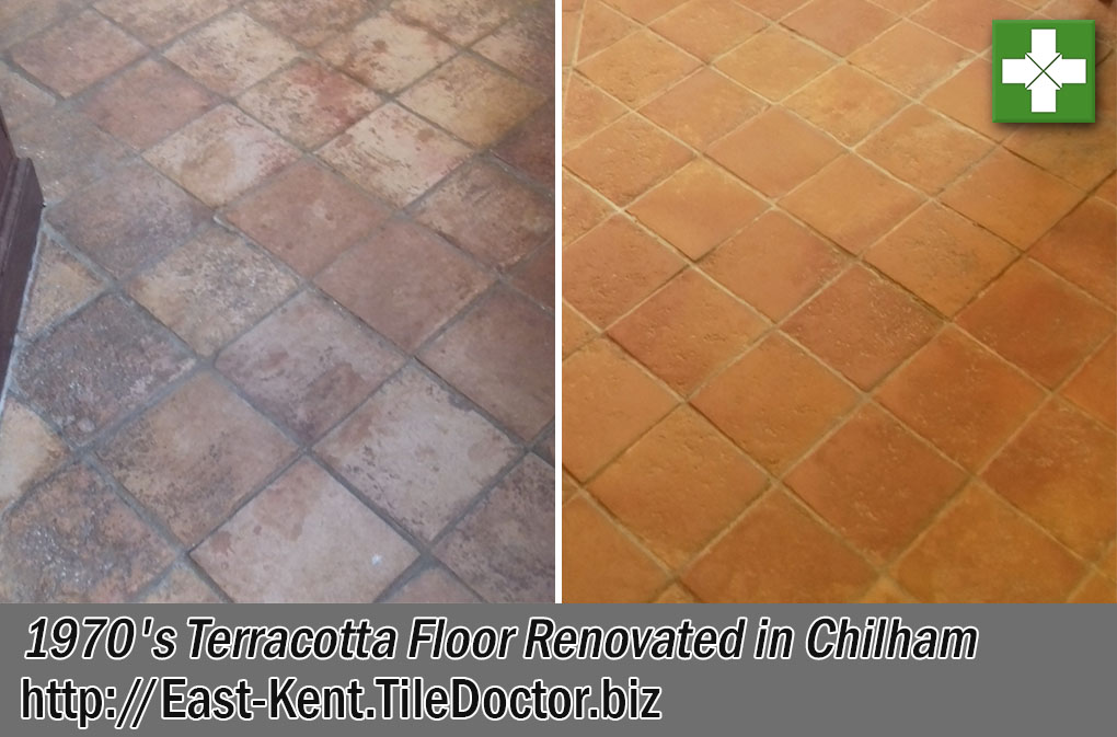 1970s Terracotta Tiled Floor Before After Renovation Chilham