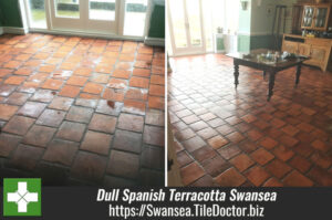 Dull Spanish Terracotta Tiled Floor Renovated in Swansea