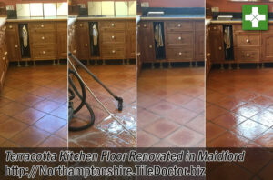 Terracotta Tiles Before After Deep Cleaning and Sealing Maidford