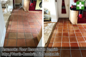 Mexican Terracotta Tiled Floor Before After Clean Seal Penrith