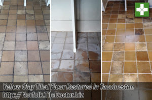 Yellow Clay Tiled Floor Before After Restoration Tacolneston