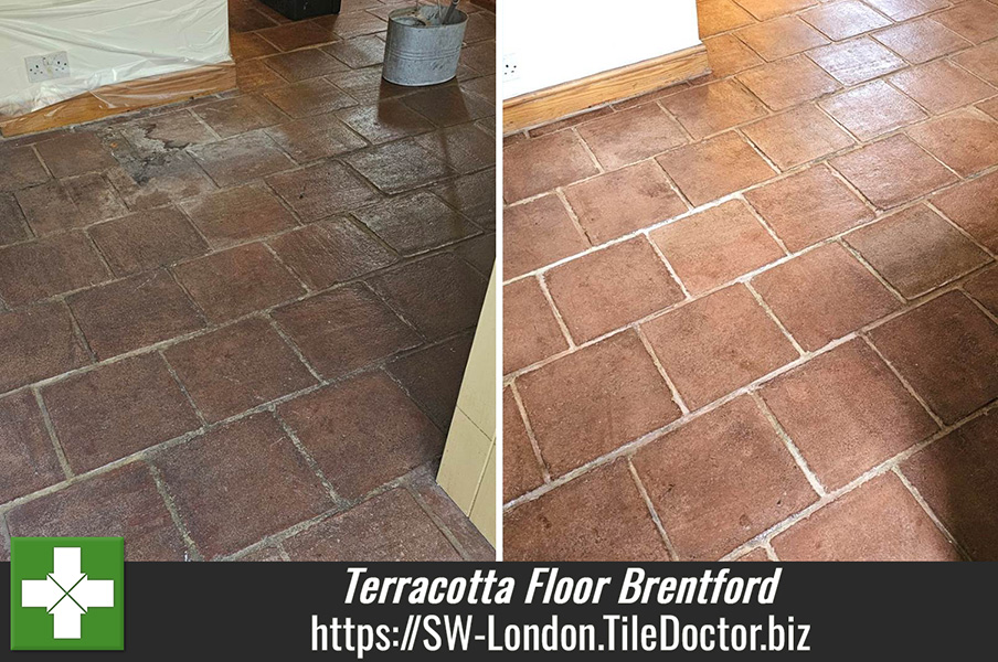 Terracotta Tiled Kitchen Floor Renovation Brentford